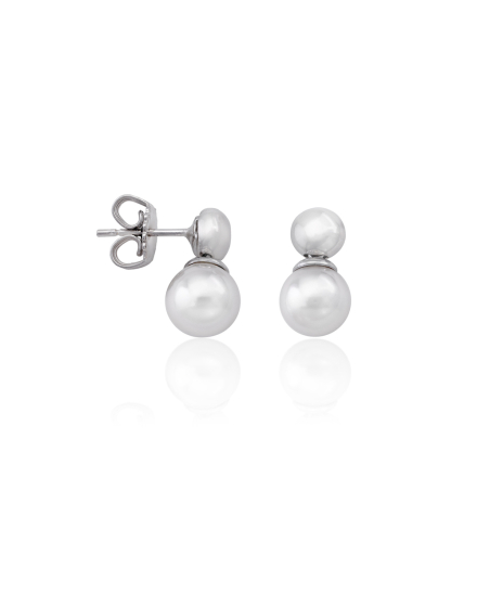 Earrings Duna silver with 8mm white pearl