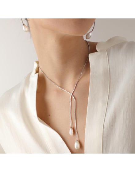 Elixa short rhodium-plated necklace