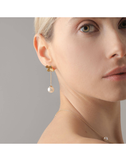 Gold-plated silver clover and pearl Ayanti earrings