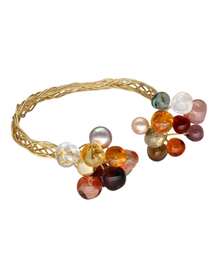 Pulsera ajustable dorada con perlas y cristal de murano majorica, majorica adjustable bracelet with pearls and murano glass