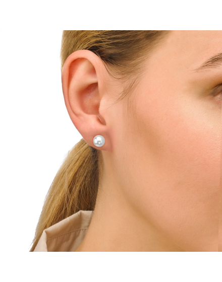 Ohrringe Lyra silber mit weisser Perle 7 mm