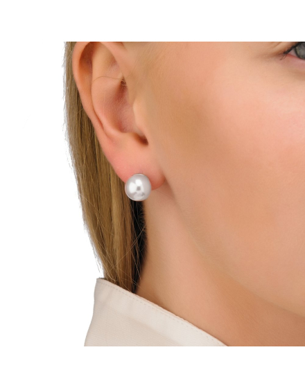 Ohrringe Lyra silber mit weisser Perle 10 mm