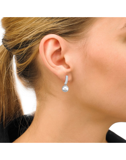 Ohrringe Espiga silber mit weisser Perle 8 mm