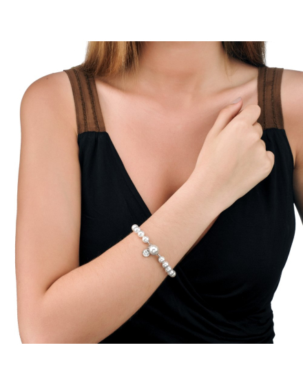 Armband Lyra silber mit 8 mm Perlen und Zungenverschluss