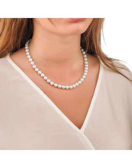 Kette Lyra silber mit 8 mm Perlen, 45 cm