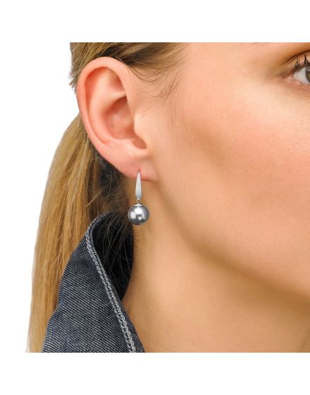 Ohrringe Nuada silber mit grauer Perle 10 mm