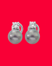 Pendientes plata con perlas grises y circonitas majorica, majorica pears, silver gray pearl earrings
