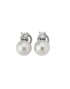 Pendientes de plata, perlas y circonitas majorica, majorica pearls, silver pearl earrings
