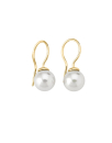 Pendientes Lyra dorados con perla blanca 9mm