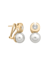 Ohrringe Exquisite gold mit weisser Perle 10 mm und Zirkonia