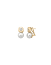 Earrings Exquisite gold plated with 10mm white pearl and zircons