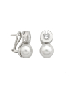 Earrings Exquisite silver with 10mm white pearl and zircons