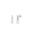 Earrings Venus silver with 10mm white pearl and zircons