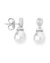 Earrings Selene silver with 8mm tear white pearl and zircons