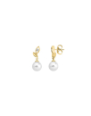 Earrings Selene gold plated with 8mm white pearl and zircons