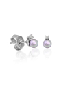 Earrings Cies silver with 4mm nuage pearl and zircons