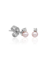 Earrings Cies silver with 4mm pink pearl and zircons