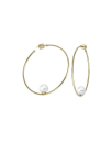 Pendientes de aro en acero dorado y perla blanca Majorica, Majorica pearl hoop earrings