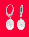 Pendientes Lyra plata con perla barroca blanca 10mm