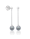 Earrings Ilusion silver with 8mm gray pearl