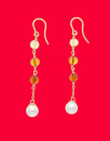 Pendientes largos de gancho con perla Majorica y cristal de murano, majorica long earrings with pearl and murano glass