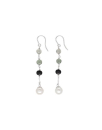 Pendientes largos de gancho con perla Majorica y cristal de murano, pearl earrings, majorica, murano glass