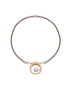 Inox Steel Petra cord necklace in gold steel and coffee silk | Majorica Pearls