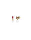 Gold plated Selene you&me gold-plated earrings with pearl and ruby red zirconia | Majorica Pearls