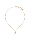 Collar Selene dorado con perla y circonita rojo rubí en Gold plated | Perlas Majorica