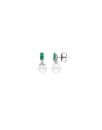 Rodhium silver Selene you&me silver earrings with pearl and emerald green zirconia | Majorica Pearls