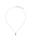 Rodhium silver Selene silver necklace with pearl and emerald green zirconia | Majorica Pearls