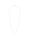 Rodhium silver Dangle necklace strung with round pearls 40cm | Majorica Pearls