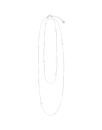 Rodhium silver Dangle necklace strung with round pearls 90cm | Majorica Pearls