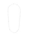 Rodhium silver Dangle necklace strung with round pearls 160cm | Majorica Pearls