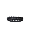 Inox Steel Sailor bracelet in steel, leather and black pearl 21cm | Majorica Pearls