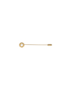 Inox Steel Le Club long gold steel broach with logo and white half pearl | Majorica Pearls