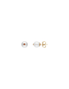 Gold plated Color Pop earrings with round white pearl and orange zirconia | Majorica Pearls